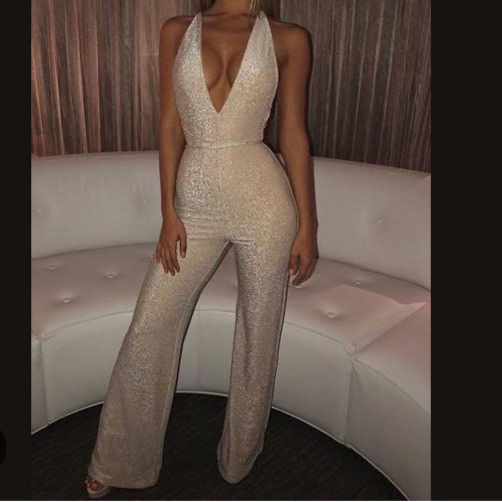 Babyboo Gold Sparkle Jumpsuit Low Cut